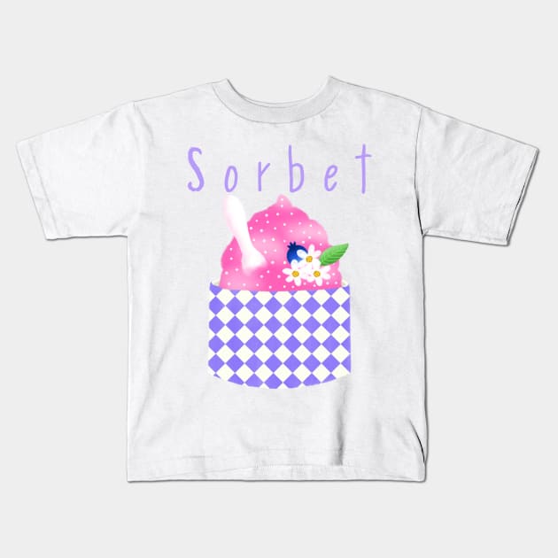 Sorbet on Aqua Kids T-Shirt by MarcyBrennanArt